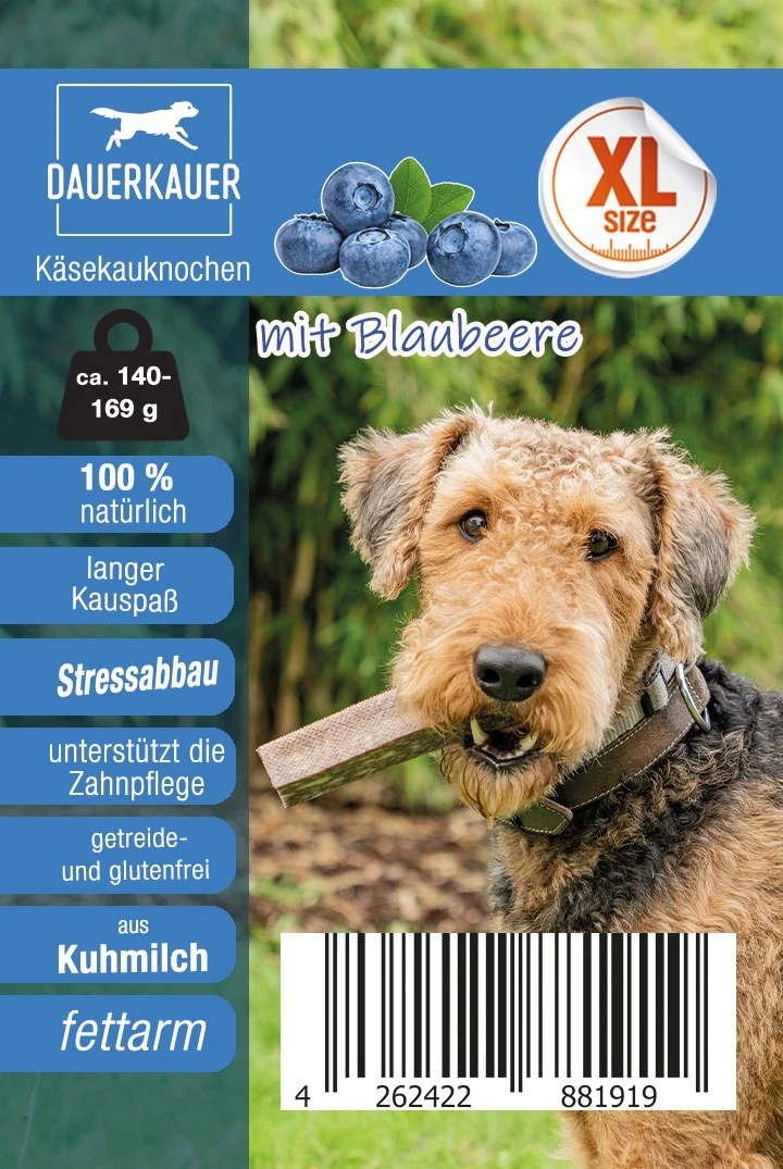 DAUERKAUER Hartkäse-Kauknochen Blaubeere