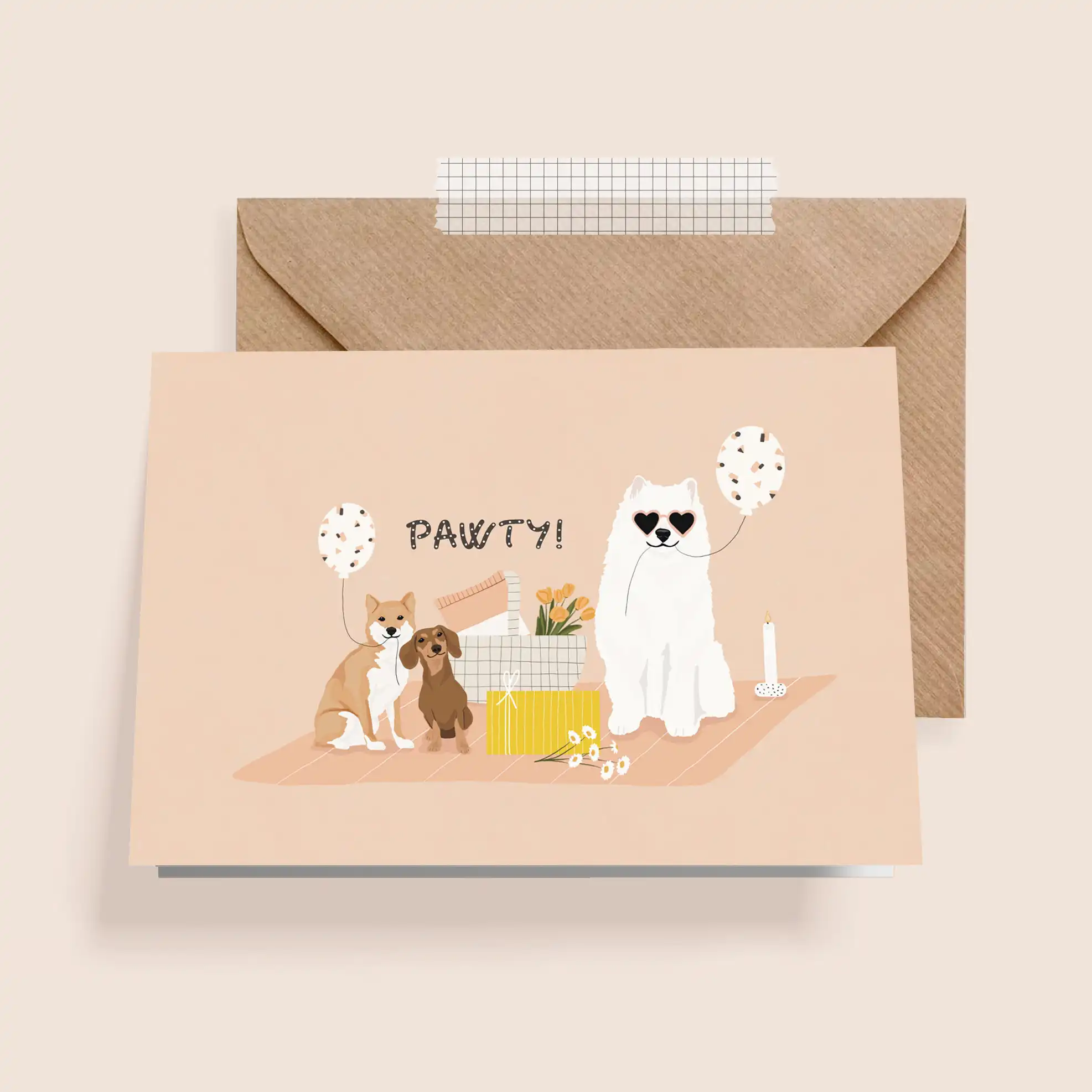 Folding card: Pawty