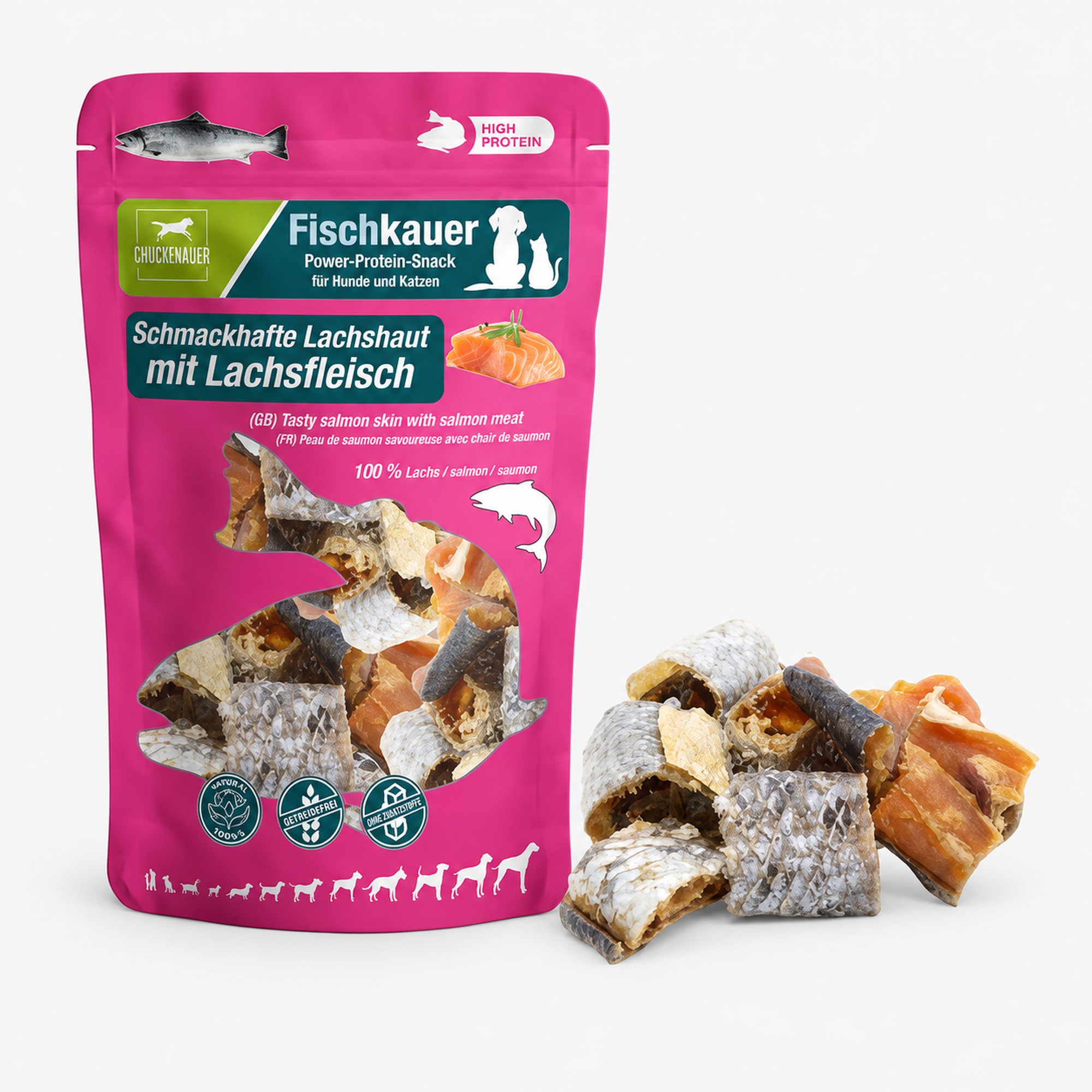 DAUERKAUER Fischkauer Lachshaut mit Lachsfleisch WOLTERS cat & dog GmbH