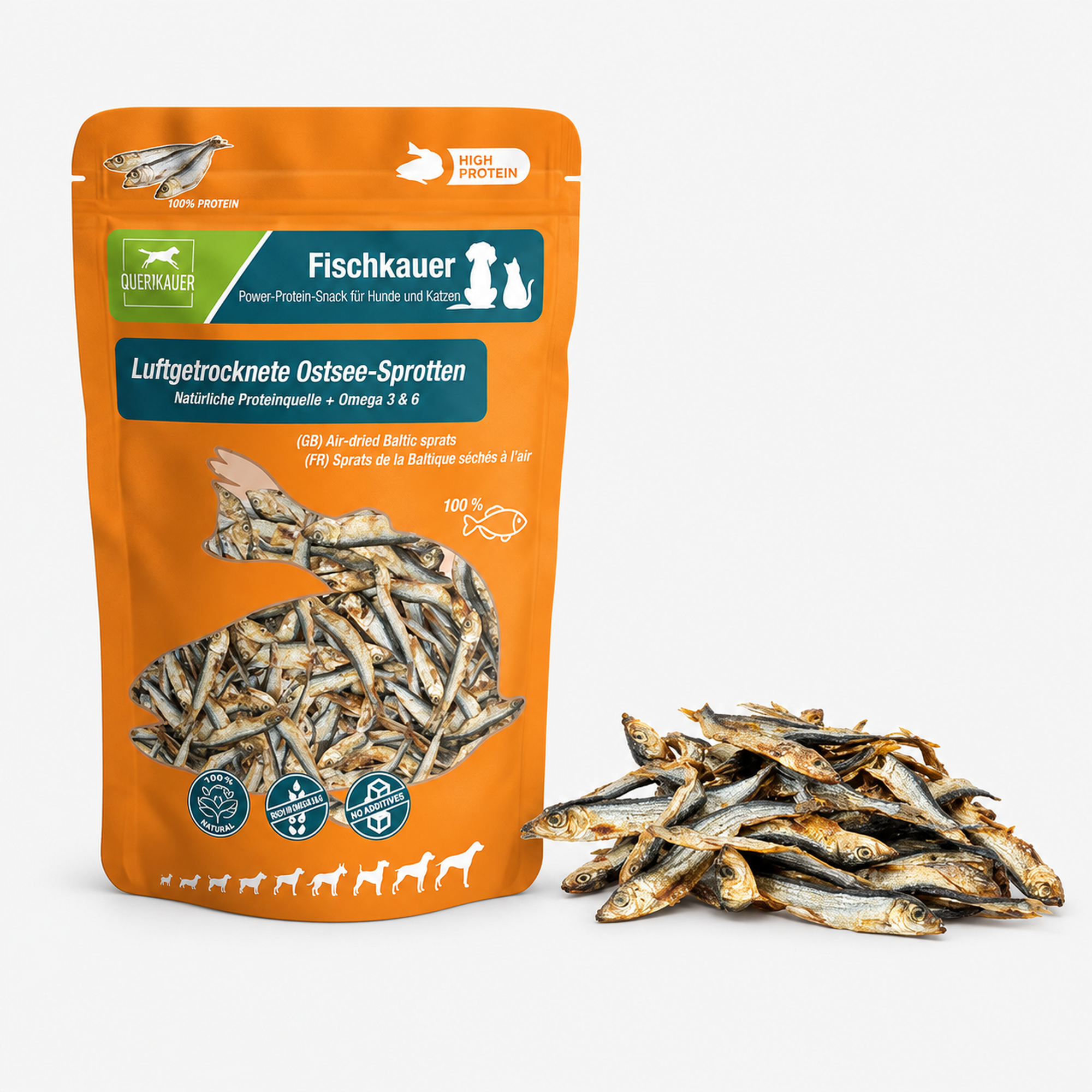 DAUERKAUER Fischkauer Ostsee-Sprotten luftgetrocknet WOLTERS cat & dog GmbH